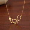 SFS066 - Simple Style Stethoscope Heart Shape Rose Gold Plated Alloy Cable Chain Pendant Necklaces Wholesale