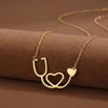 SFS066 - Simple Style Stethoscope Heart Shape Rose Gold Plated Alloy Cable Chain Pendant Necklaces Wholesale