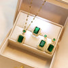 SFS085 - Titanium Steel Ethnic Style Inlay Square Zircon Necklace Earrings Rings