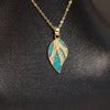 Turquoise Leaf Jewelry Set – Pendant Necklace &  Earrings- Svins Finds