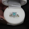 Turquoise Square Halo Ring – Elegant Silver Finish with Crystal Accents- Svins Finds