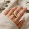 SFS053 - 18K Gold Plated Elegant Romantic Open Ring – Cute Minimalist Adjustable Fashion Ring for Women