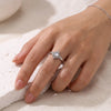 SFS057 - 304 Stainless Steel Geometric Open Ring – PVD Coated Zircon Waterproof Non-Tarnish Ring for Women