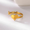 SFS019 - Mama Letter Heart Ring - 18K Real Gold PVD Coated 304 Stainless Steel Adjustable Open Ring for Women