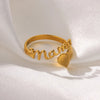 SFS019 - Mama Letter Heart Ring - 18K Real Gold PVD Coated 304 Stainless Steel Adjustable Open Ring for Women