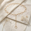 SFS028 - Gold Heart Link Waist Chain for Women - Heart Charm Body Chain Belt Jewelry