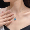 SFS058 - Chalcedony Round Pendant Necklace for Women | Elegant Clavicle Chain