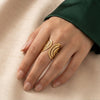 SFS060 - Geometric Open Ring – 18K Vacuum Plated Stainless Steel Satin Finish Unisex Index Finger Ring