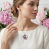 SFS070 - Wholesale Jewelry Classic Style Heart Shape Butterfly Alloy Glass Pendant Necklace